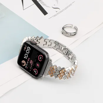 Для Apple Watch band ремешок для часов подходит для Apple Watch 1-8 поколения, инкрустированный бриллиантами сменный стальной ремешок из цинкового сплава