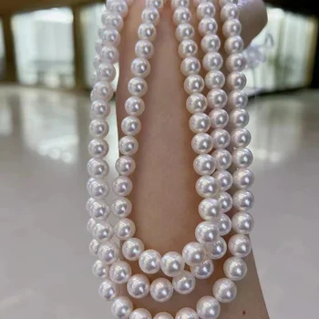 Жемчужное ожерелье для женщин, Популярное белое ювелирное изделие из жемчуга 10-11 мм, блестящее ожерелье из стерлингового серебра 925 пробы, застежка-щепка, приятный подарок для девочек