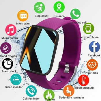 Смарт-часы со светодиодным цветным экраном, Мужские И женские, Водонепроницаемые, для измерения артериального давления, Умные Часы, Пульсометр, Фитнес-трекер, Детские Спортивные часы